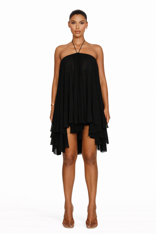 Chiffon Halter Mini Dress